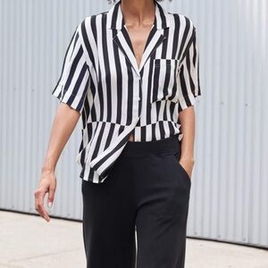 AYR Black and White Striped Button Down Shirt